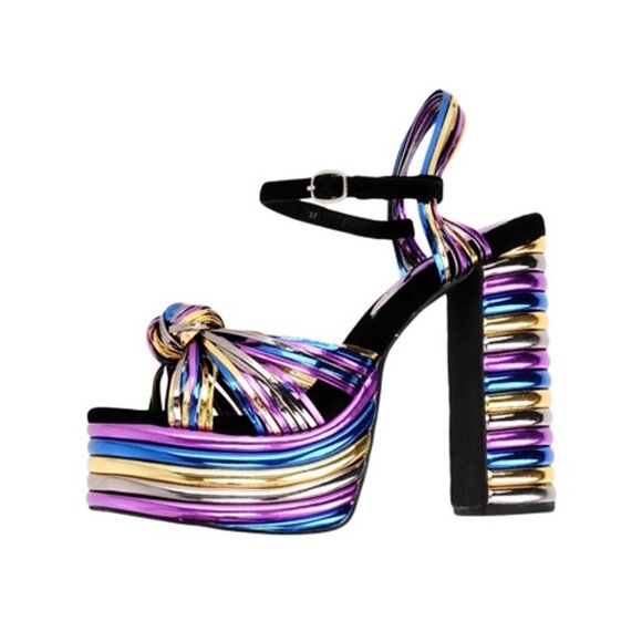 JEFFREY CAMPBELL Andrea Metallic Rainbow Disco Platform (RARE!) - Picture 3 of 16